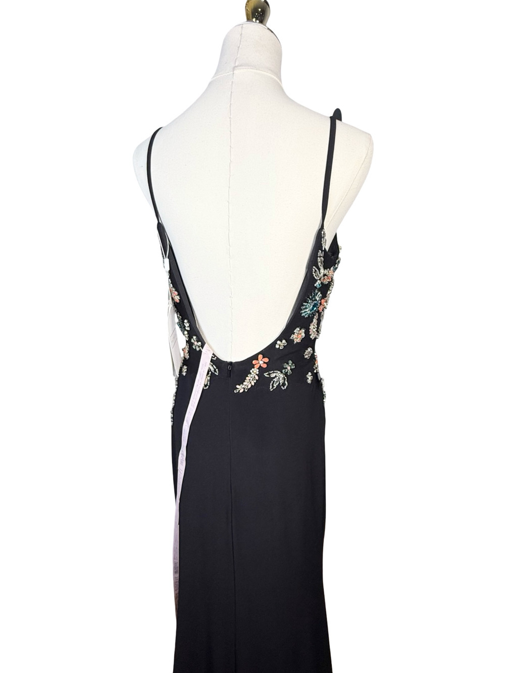 Mac Duggal 42006 Black V-Neck Beaded Floral Cami Gown - Picture 9 of 14